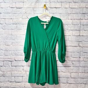 Green Ballon Sleeve Romper